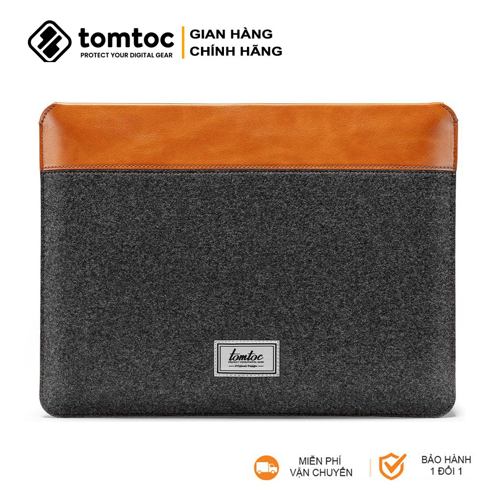 Túi chống sốc Tomtoc (USA) Felt &amp; PU Leather cho Macbook Pro/Air 13/15/16inch - (H16) - Phân Phối Chính Hãng