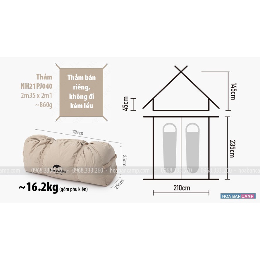 Lều Glamping 2-4 Người NatureHike Extend 4.8 NH20ZP011