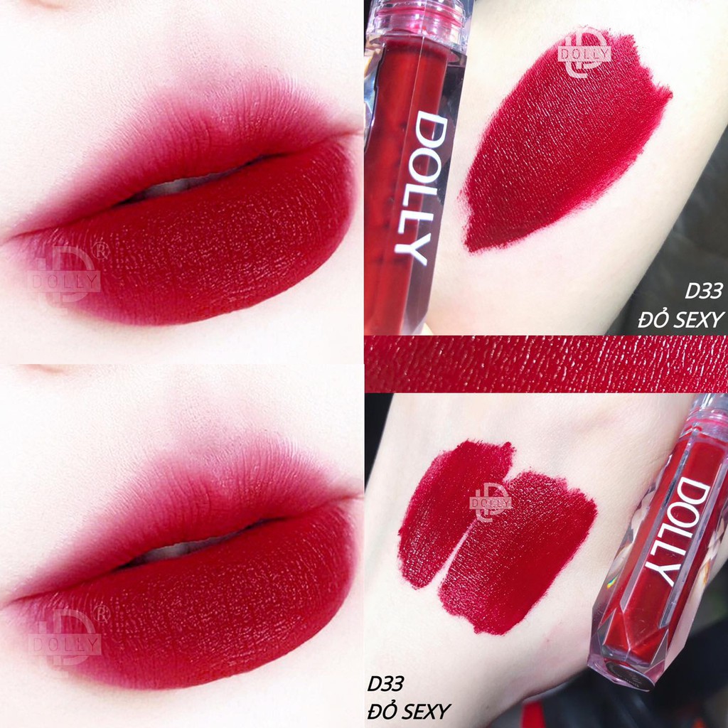 Son Lì Son Kem DOLLY DIAMOND VELVET Không Chì Cao Cấp Chính Hãng Màu Đỏ Sexy