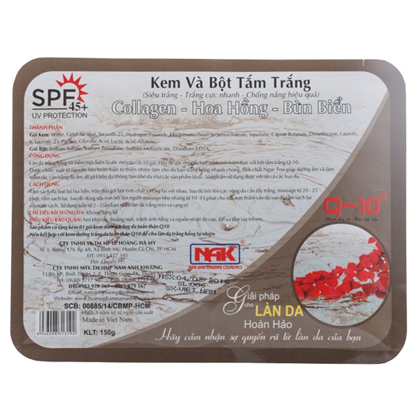 Kem và bột tắm trắng Collagen - Hoa Hồng - Bùn Biển Q-10