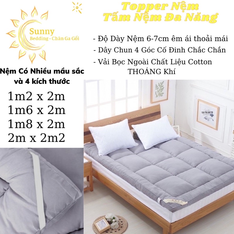 Topper Nệm - Tấm Làm Mềm Nệm Đa Năng Loại Cao Cấp Dày 6-8cm