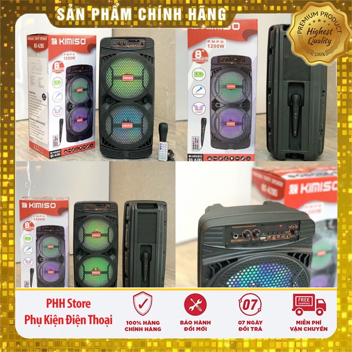 Loa Bluetooth Kimiso QS-A285 Nhỏ Gọn Phù Hợp Đi Giã Ngoại Teambuilding Ngoài Trời,Tặng Kèm Micro Hát Karaoke Âm Bass Hay