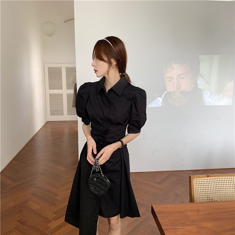 Đầm XIAOZHAINV tay phồng thiết kế lệch tà phong cách Ulzzang Hàn Quốc cho nữ có 3 màu tùy chọn | BigBuy360 - bigbuy360.vn