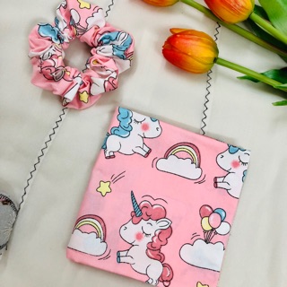Set Khăn banada + Srunches (Có bán lẻ) mẫu Unicorn