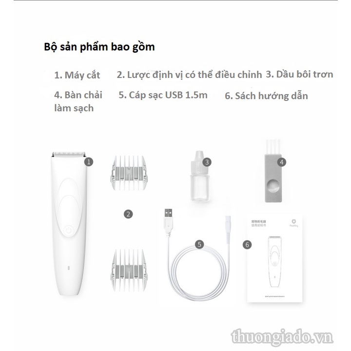 Tông đơ cắt tỉa lông thú cưng chó mèo Xiaomi Pawbby (MG-HC001), pin sạc 2000mAh