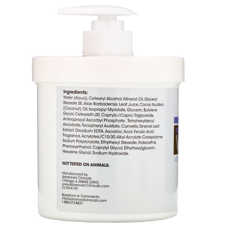 Kem Dưỡng Sáng Da Vitamin C, Advanced Clinicals Brightening Cream 454g