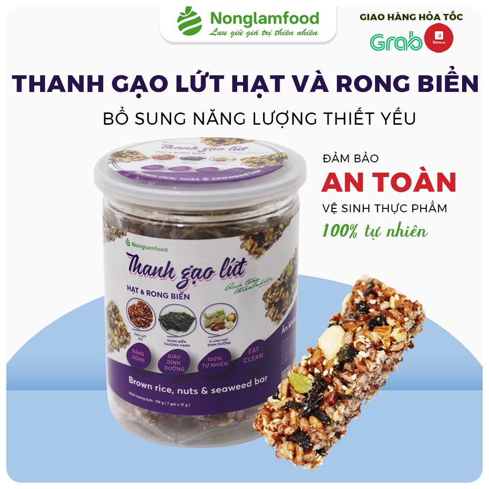 Ngũ cốc dinh dưỡng dạng thanh cơm lứt rong biển và các loại hạt, ngũ cốc ăn kiêng lành mạnh bổ sung năng lượng