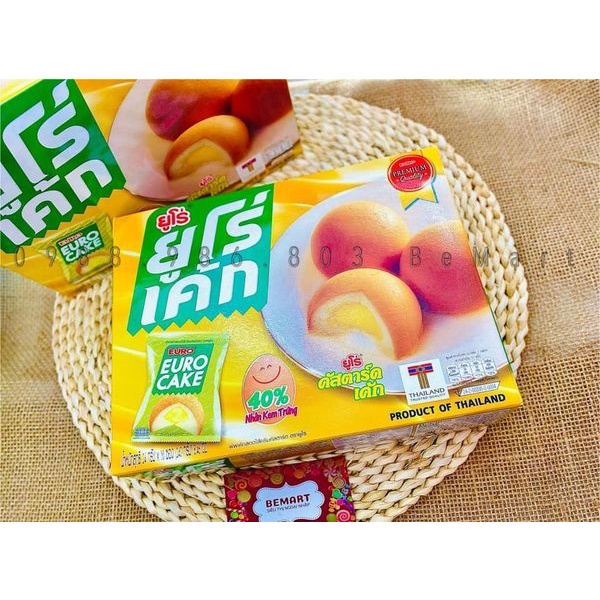 BÁNH BÔNG LAN MỀM NHÂN KEM TRỨNG EURO CAKE CUSTARD Thái Lan ( Hộp 240g X 10 Bánh )