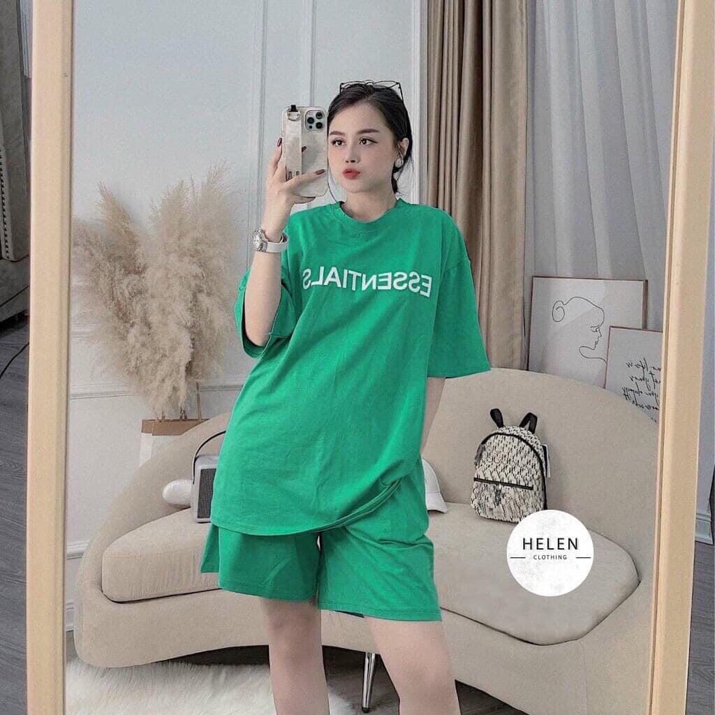 Bộ Đùi Chữ Essentials Phong Cách Thể Thao Unisex Nam Nữ- Set Áo Thun Quần Hot Trend 2022