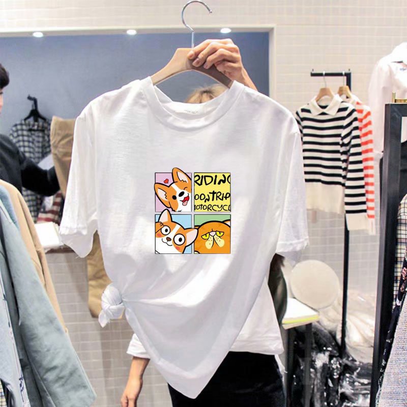 Áo Thun Cotton Cổ Thuyền In Họa Tiết Hoạt Hình Thời Trang 2021 Cho Nữ
