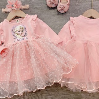 VÁY ELSA HỒNG CHO BÉ GÁI