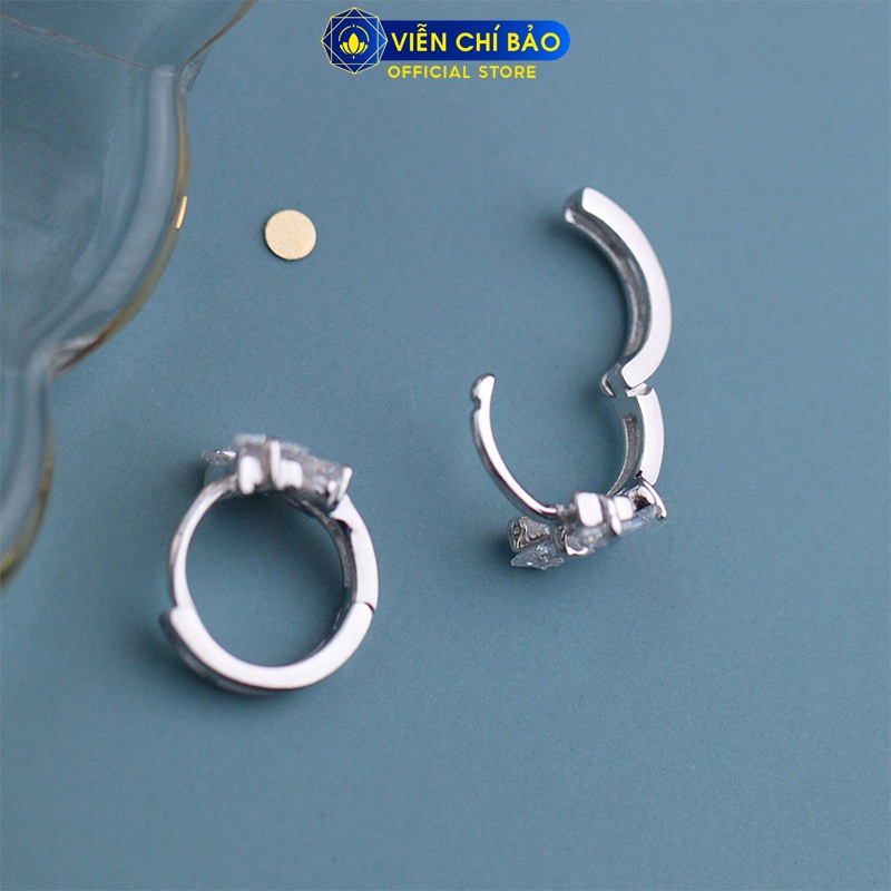 Bông tai bạc nữ Bowtie đá trắng chất liệu 925 thời trang phụ kiện trang sức Viễn Chí Bảo B400431X