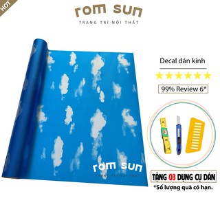 Decal dán kính cửa sổ chống nhìn trộm mờ khổ 90cm,giấy decan dán kính phòng ngủ chống nắng mây trời