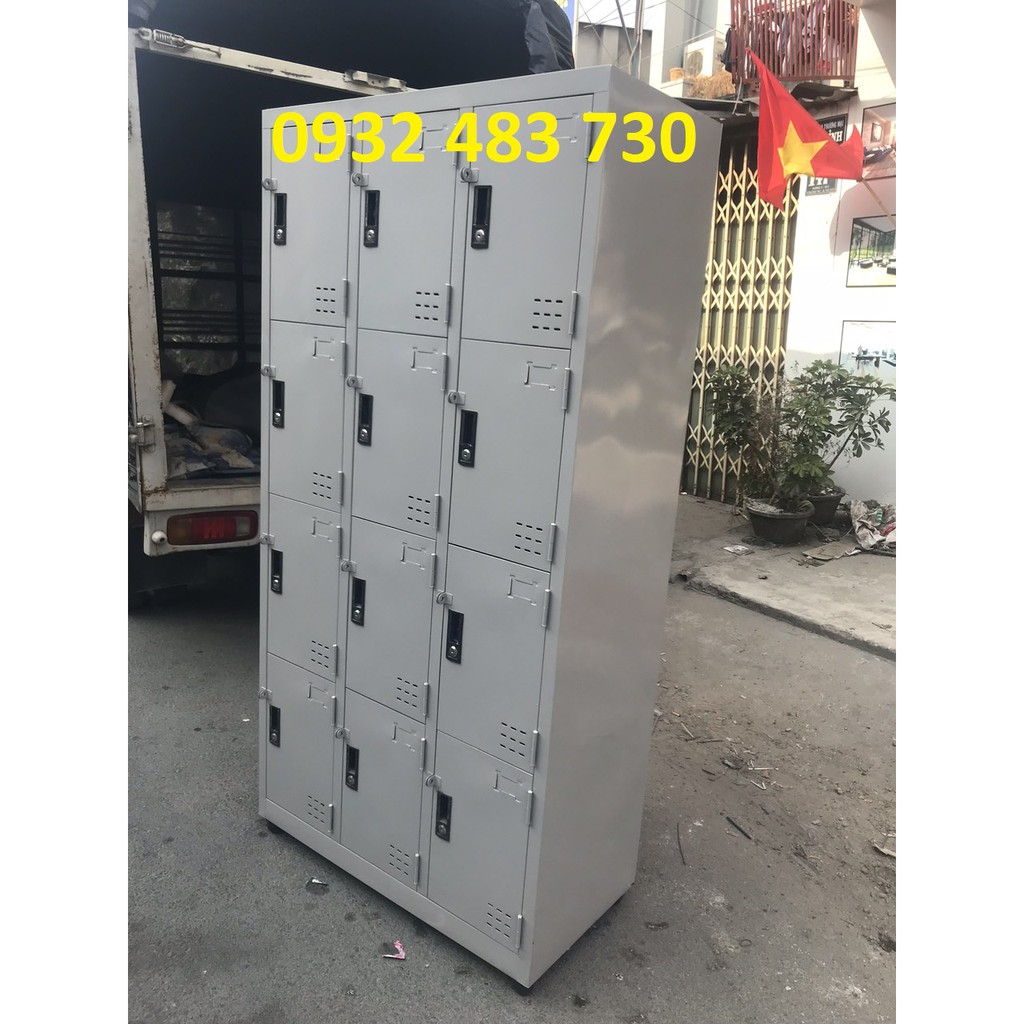 Tủ sắt hồ sơ tủ Locker sơn tĩnh điện sắt dày 12 cửa 1m8x90