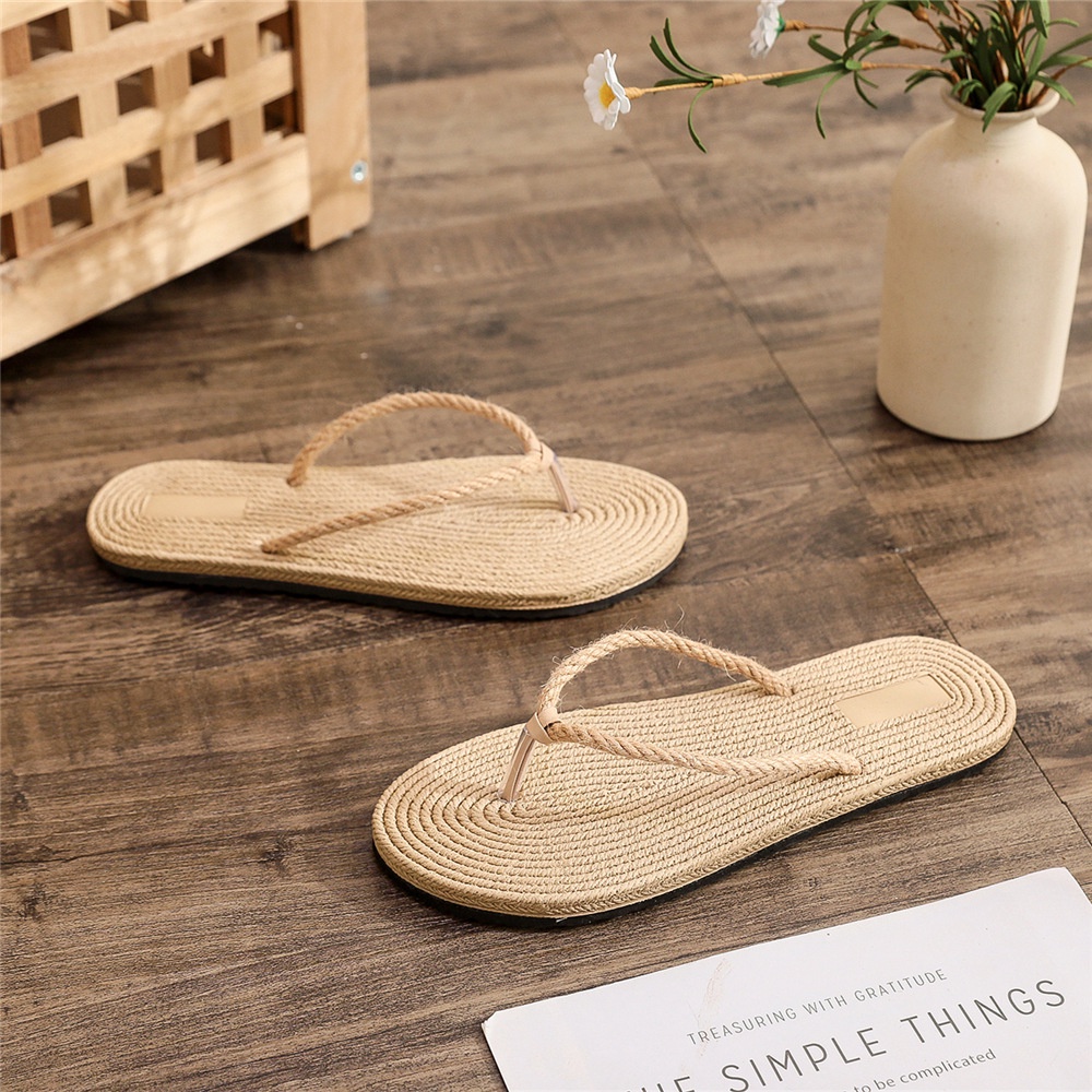 Dép Xỏ Ngón Đế Bằng Giả Rơm Thời Trang Đi Biển Mùa Hè Phong Cách Mới Cho Nữ