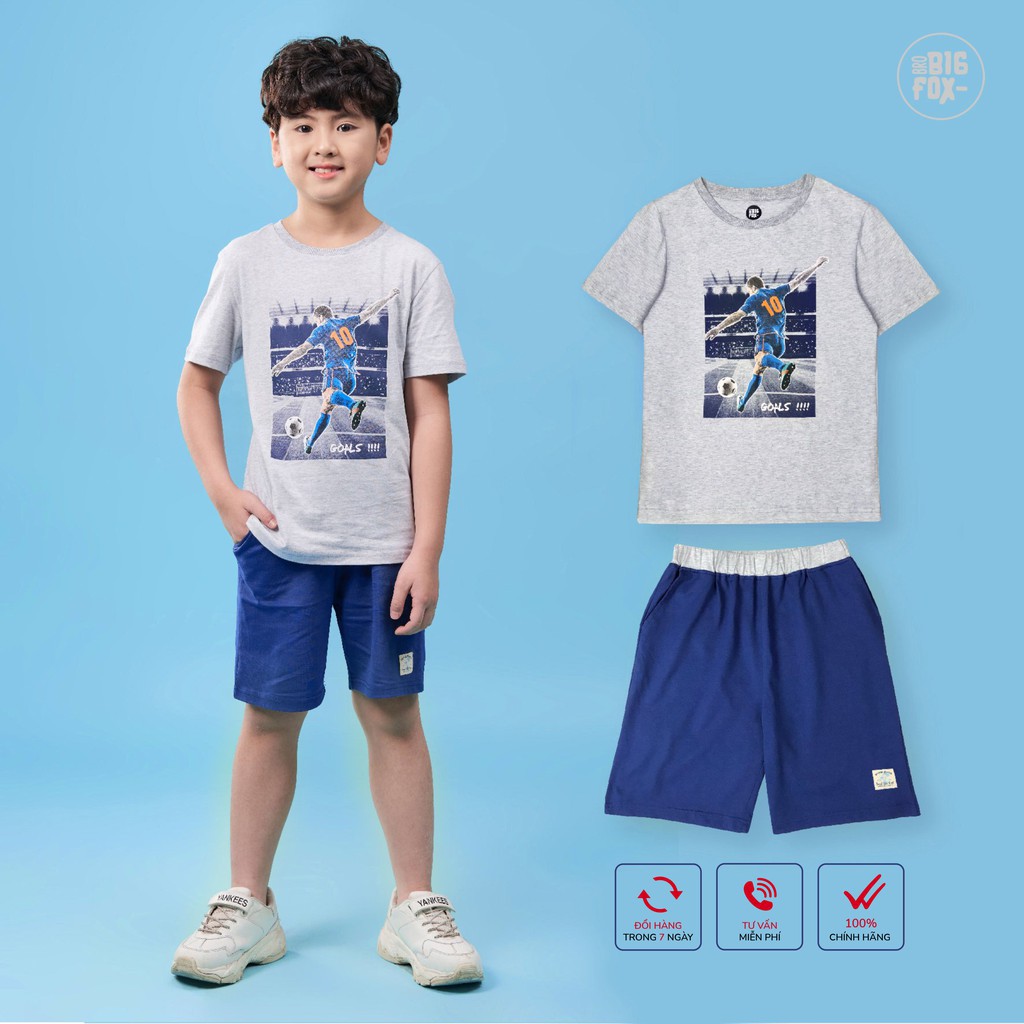 [TỪ 3-11 TUỔI (BF)] Bộ Cotton Bé Trai Bigfox, Bộ Cộc Tay Trẻ Em Mùa Hè Chất Cotton Mát In Hình Tên Lửa 3-11