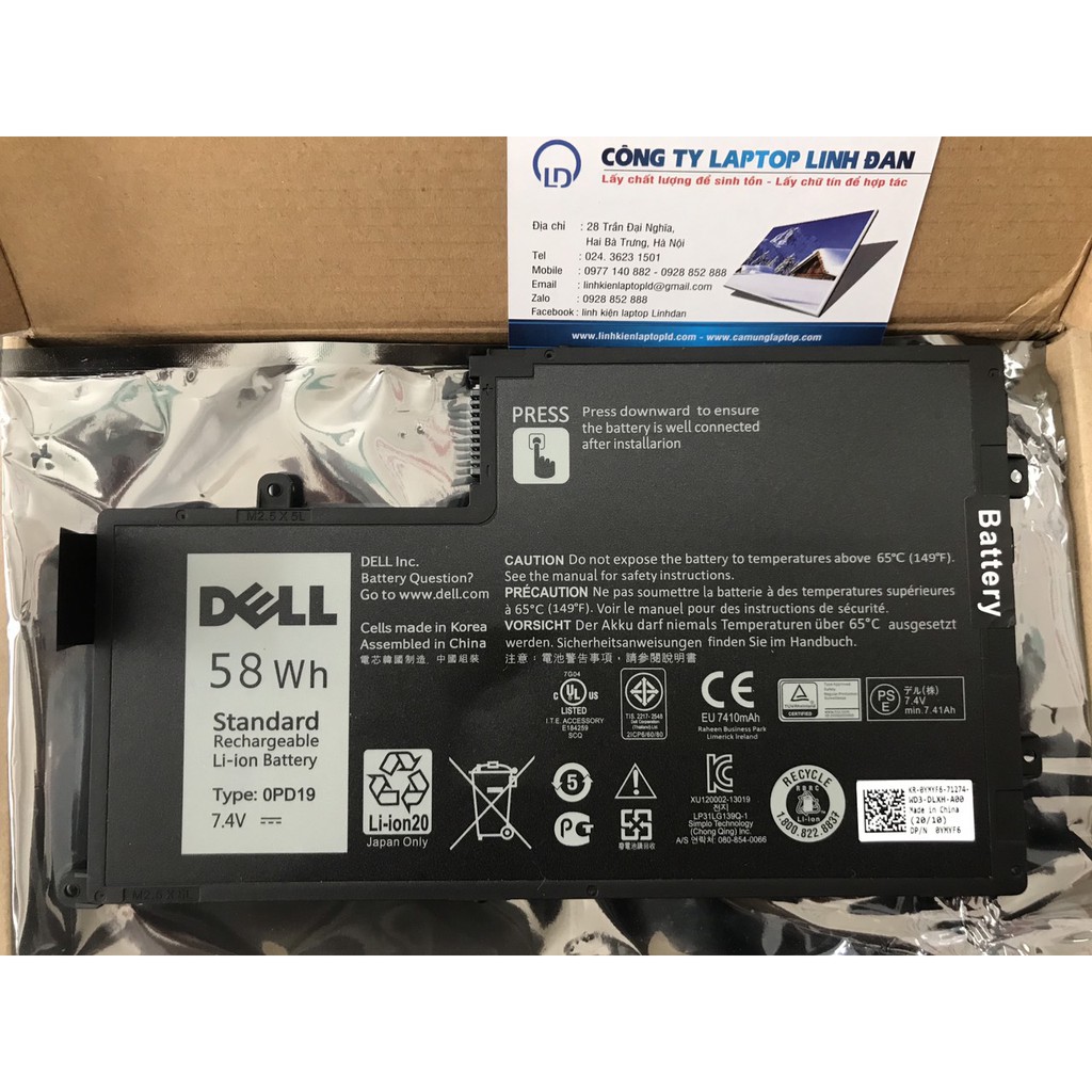 Pin (Original)58Wh Dell Inspiron 15 5447 5448 5545 5547 5548 3550 OPD19 (Battery)