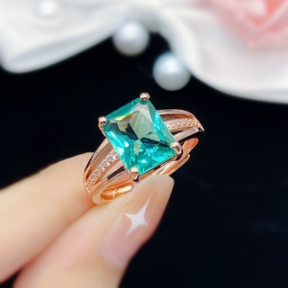 Nhẫn đeo bằng thép titan màu vàng hồng đính đá cho nữ