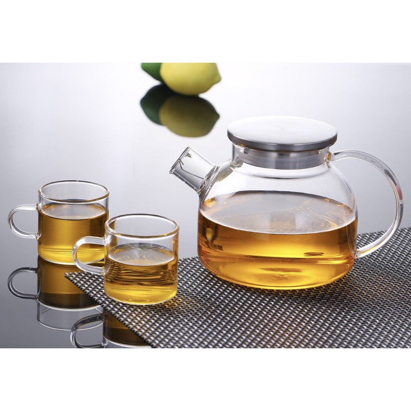 (SẴN) Bình trà thủy tinh chịu nhiệt cao cấp Borosilicate dung tích 1L, hàng xuất Âu
