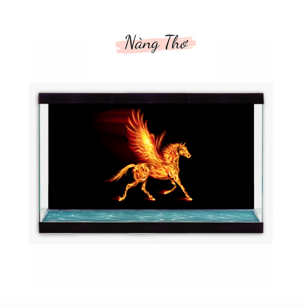 DECAL HÌNH NGỰA LỬA CÓ CÁNH DÁN HỒ CÁ NHIỀU KÍCH THƯỚC_THIẾT KẾ NÀNG THƠ
