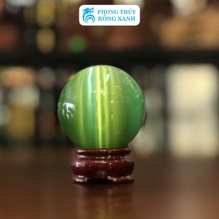  Quả Cầu Phong Thủy Đá Mắt Mèo Xanh Lục Đường Kính 60mm-80mm-100mm Hợp mệnh Mộc và Hỏa 