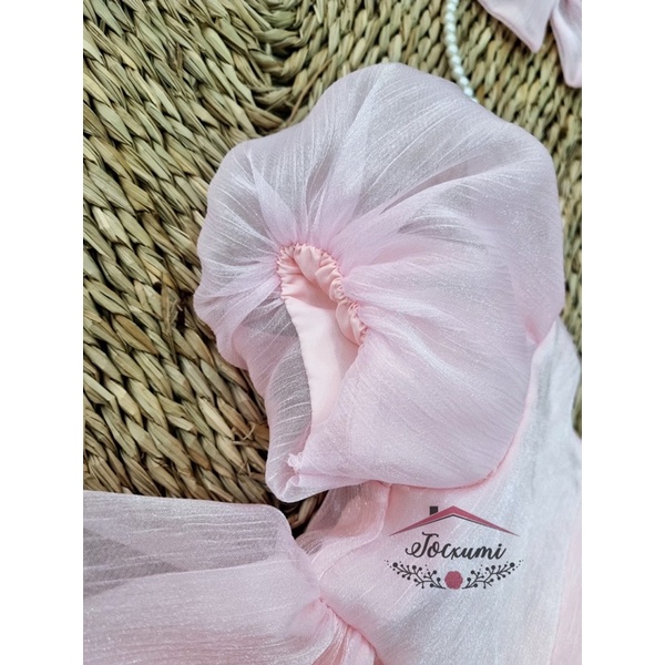 Váy công chúa tơ ánh nhũ hồng phấn siêu ngọt ngào - Tocxumi