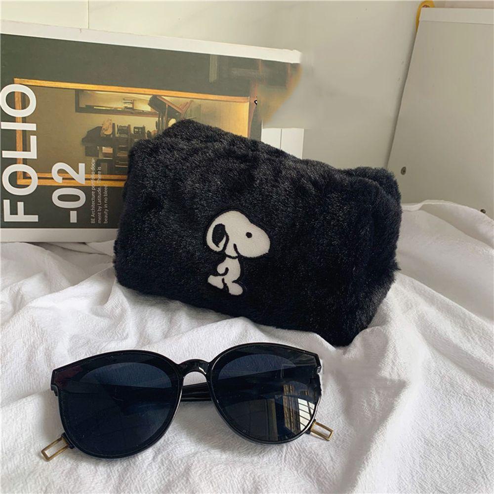 OCEANMAP Túi Đựng Đồ Trang Điểm Bằng Polyester Xếp Ly Màu Sắc Tinh Khiết In Hình Snoopy Phong Cách Hàn Quốc