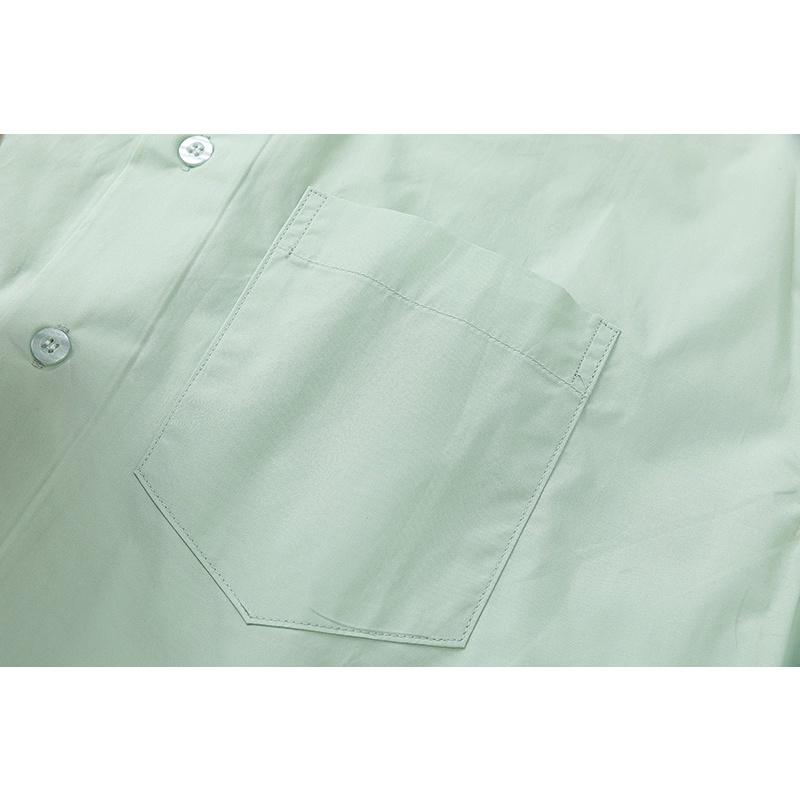 Áo Sơ Mi Màu Trơn Mô Phỏng Vải Tencel Unisex