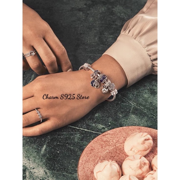 charm pan treo cây sao đính đá trắng bạc s925 cao cấp