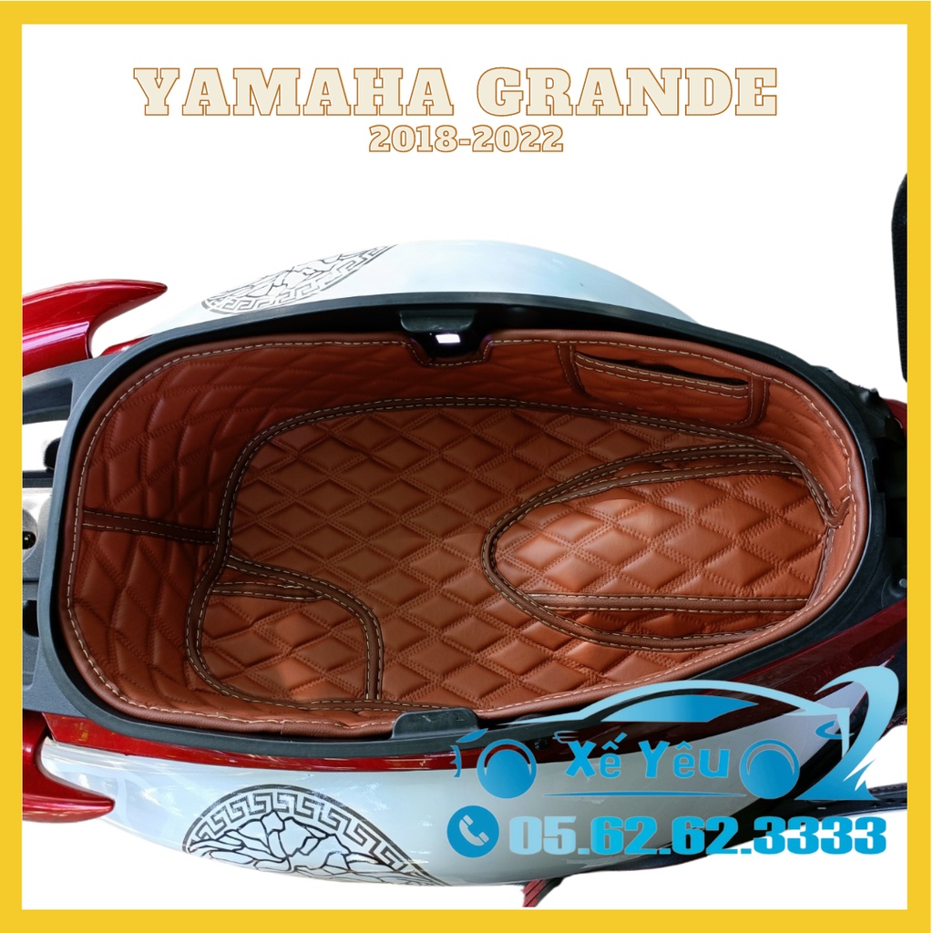 Lót cốp da CHỐNG SỐC, CÁCH NHIỆT xe Yamaha GRANDE CÓ TÚI để giấy tờ.