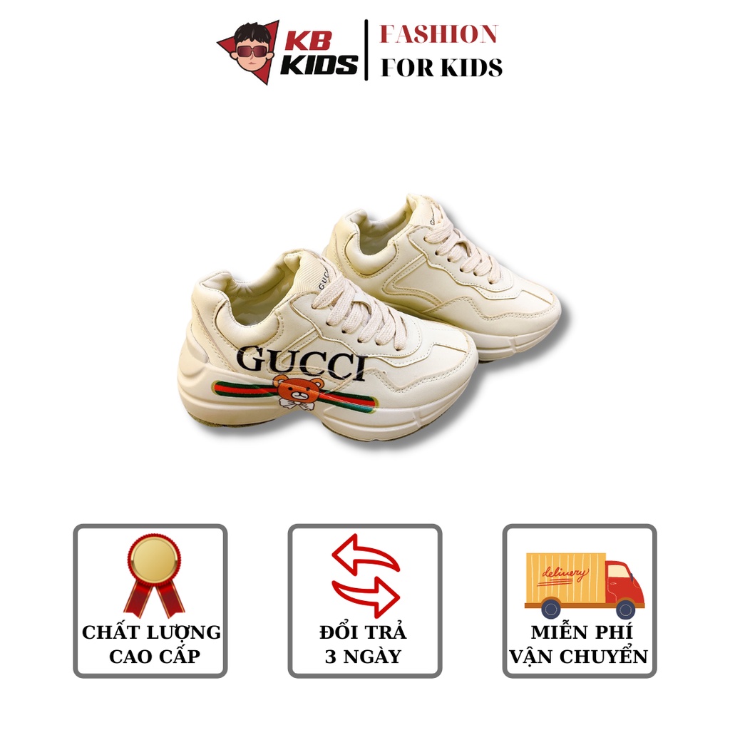 Giày Thể Thao Gucci Họa Tiết Gấu Cho Bé Gái Sneaker Đế Cao Siêu Nhẹ Năng Động cho bé 4-10 tuổi - KB155