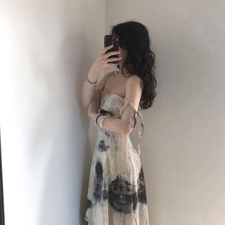 Đầm Hai Dây Mùa Hè Họa Tiết Tranh Sơn Dầu Phong Cách Hepburn Mới Sang Trọng Cổ Điển Dành Cho Bạn Nữ