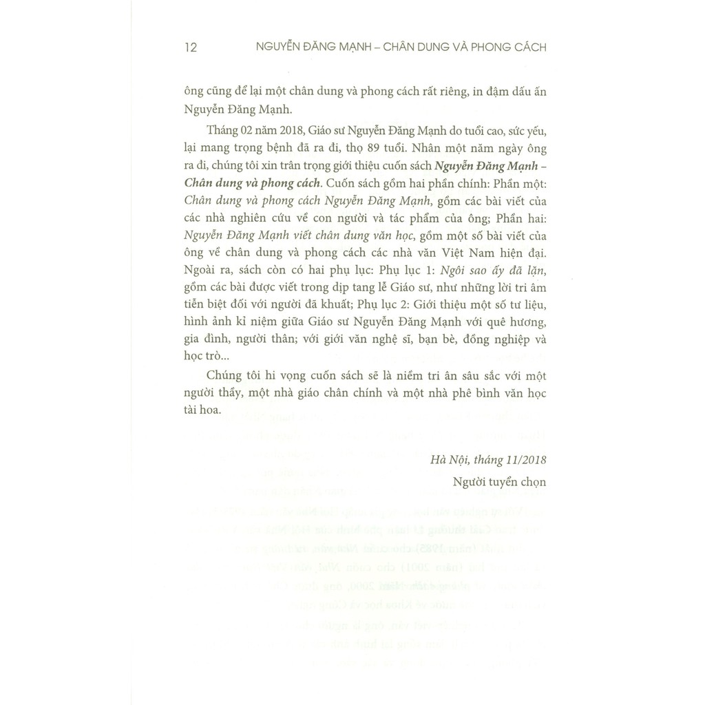 Sách - Nguyễn Đăng Mạnh - Chân Dung Và Phong Cách