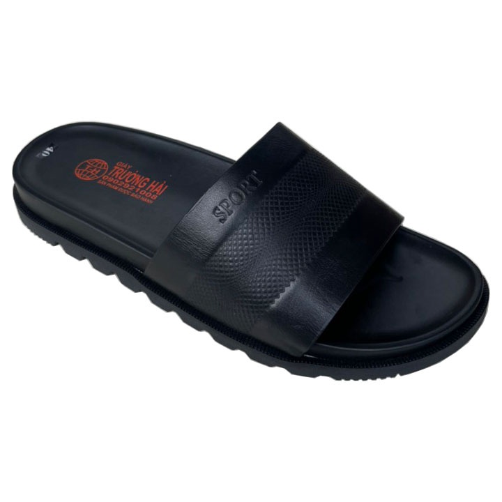 Dép nam da bò cao cấp quai ngang một bản Trường Hải màu nâu DN166