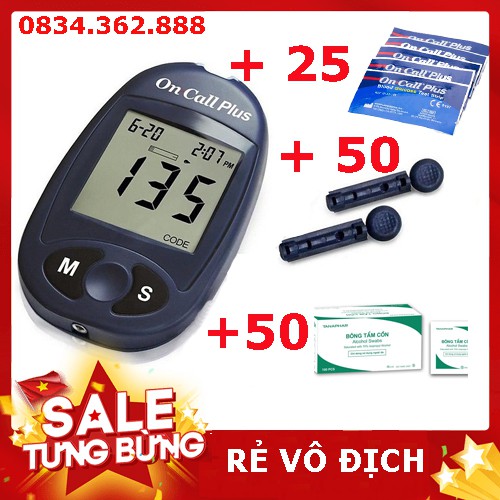 Máy đo đường huyết On Call Plus tặng kèm 25 que + 50 kim lấy máu-tbytvh