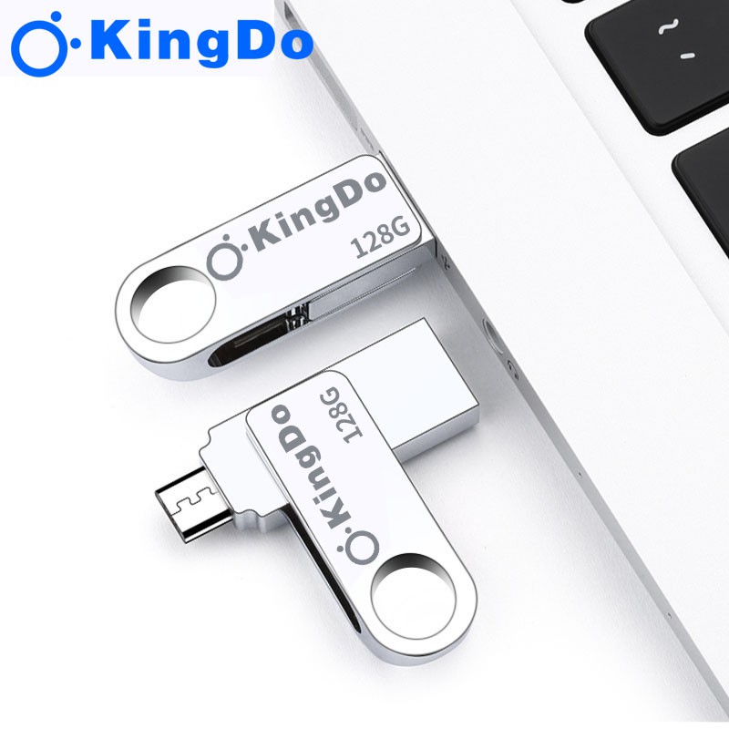 USB OTG Kingdo Ultra Dual Drive Luxe USB Micro USB 64GB 128GB 150MB/s (Bạc) Vỏ kim loại