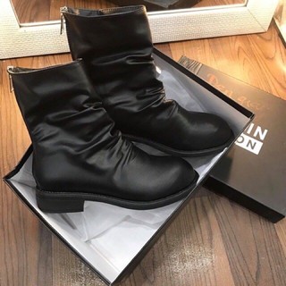 Boots cổ nhăn khoá sau da mềm Fullbox