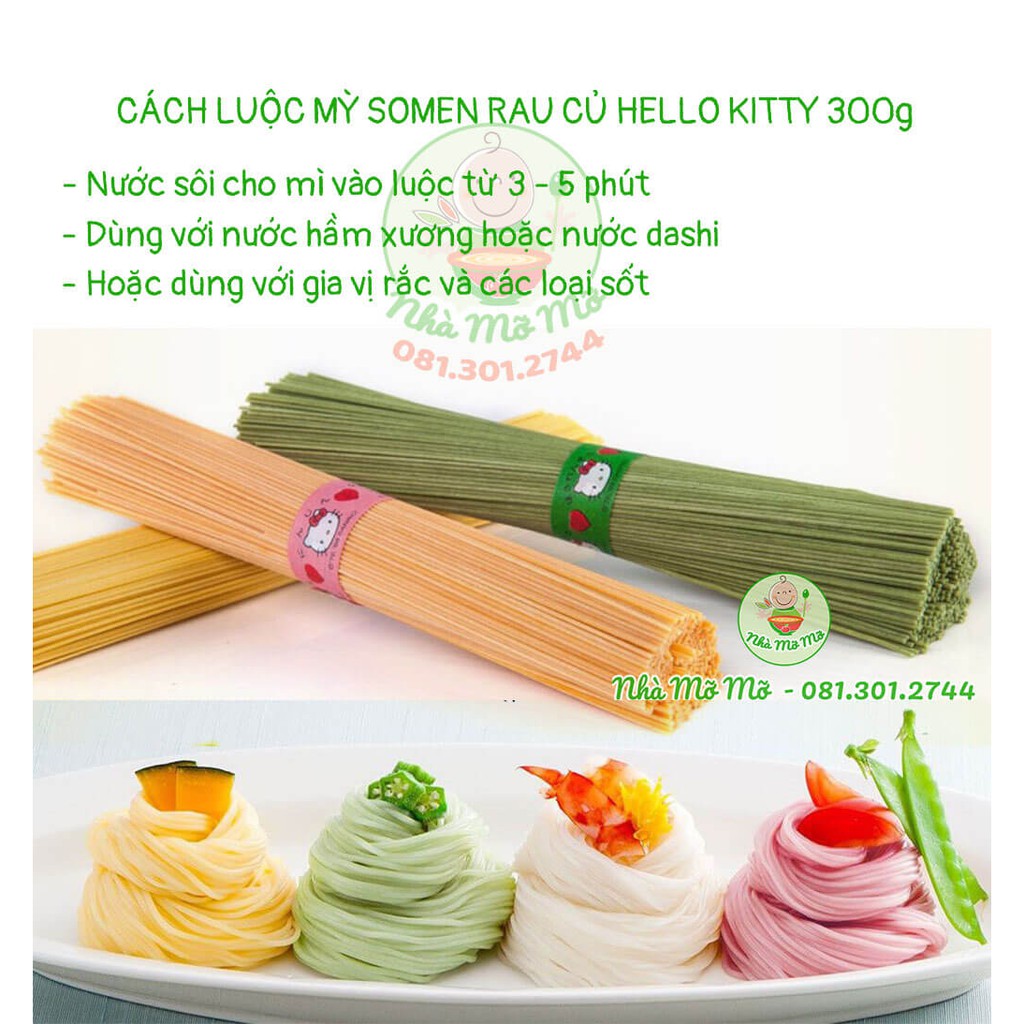 Mì Somen rau củ Hello Kitty 300g Nhật (date 2023) cho bé ăn dặm - Nhà Mỡ Mỡ