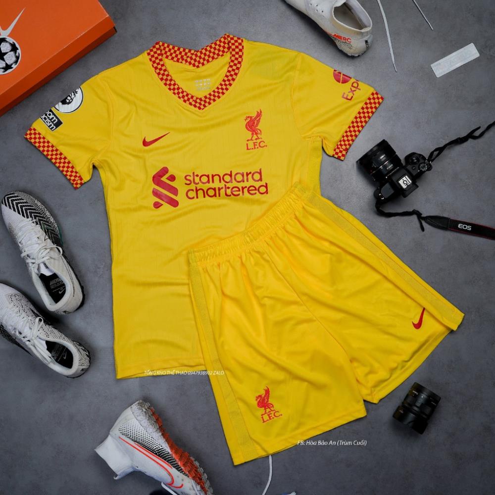 Áo Liverpool 2022 | Bộ Quần Áo Bóng Đá CLB Liverpool 2021/2022 Sân Khách Màu Vàng phom 43-90kg