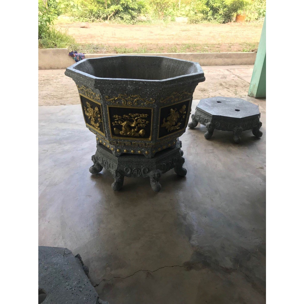 Khuôn Chậu bát giác 60 Rộng 60 cao 40 chân cao 17cm chất liệu nhựa abs