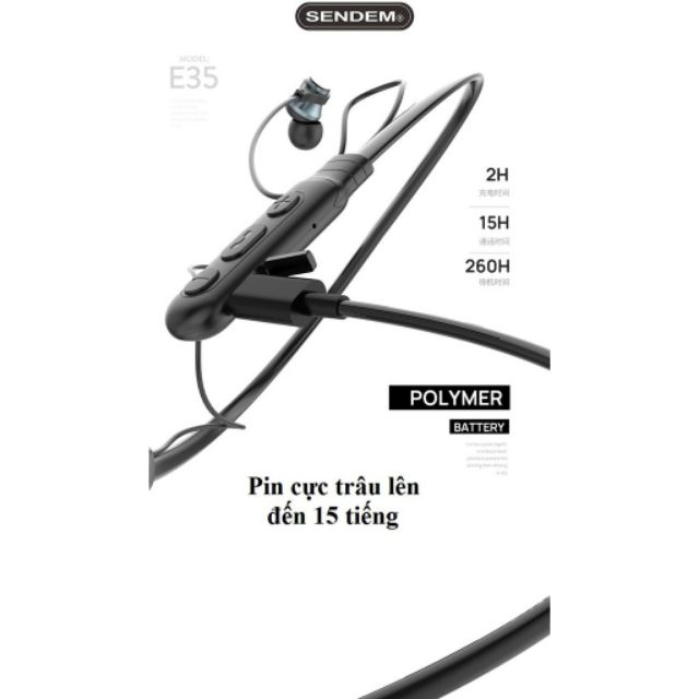 [CHÍNH HÃNG] Tai nghe Bluetooth thể thao đeo cổ sendem SD design e35 Bluetooth 5.0 | BigBuy360 - bigbuy360.vn