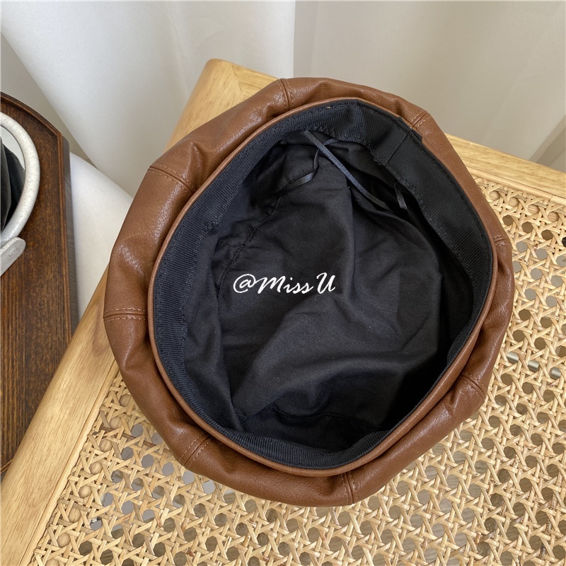 Mũ Beret chất liệu da cao cấp thời trang mùa thu đông theo phong cách hàn quốc