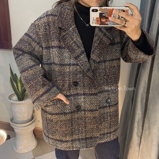 áo khoác dạ blazer kẻ siêu dày