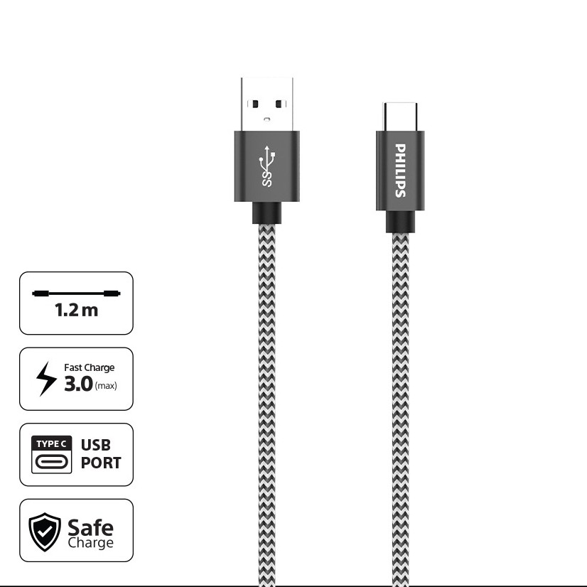 Dây cáp sạc USB loại C Philips DLC4546AB DLC 4546 AB / DLC-4546AB