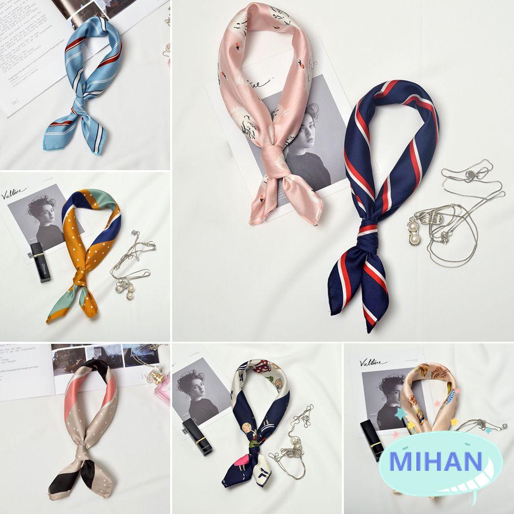 (Hàng Mới Về) Khăn Quàng Cổ Hình Vuông Chất Liệu Satin Phong Cách Vintage Mihan1 Thanh Lịch Cho Nữ