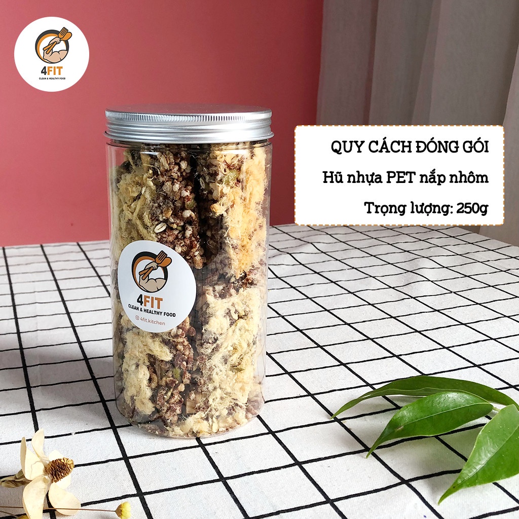 Thanh gạo lứt chà bông 4FIT siêu hạt bánh ăn kiêng không đường ăn vặt healthy