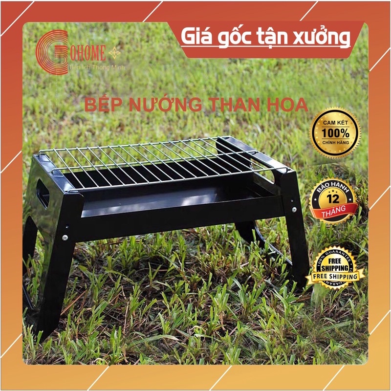 Bếp Nuớng Than Hoa BBQ Ngoài Trời Inox Không Khói Có Thể Gấp Gọn sơn tĩnh điện cao cấp