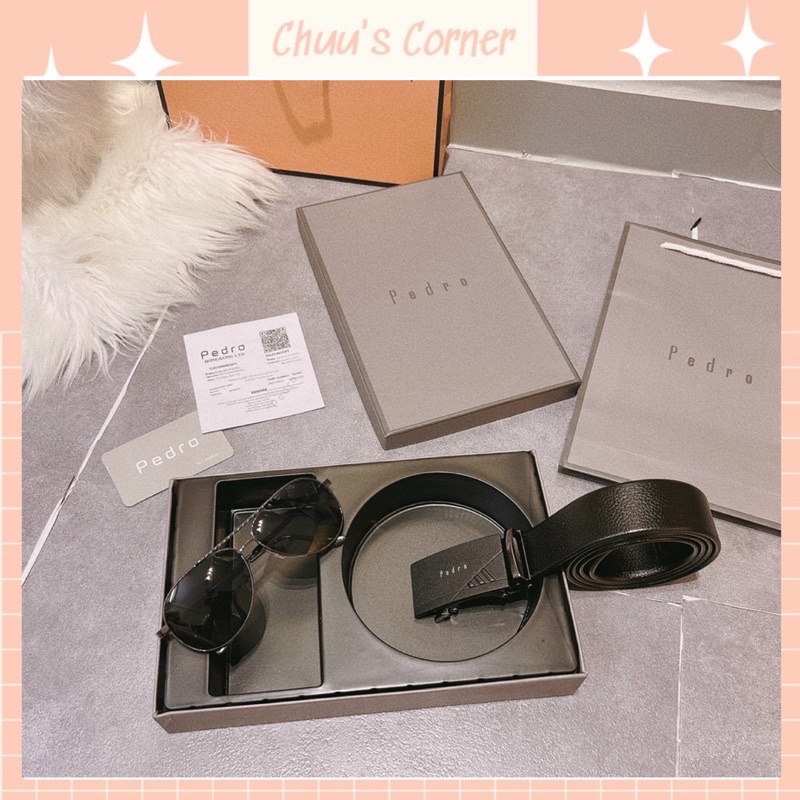 [Fullbox] Set thắt lưng kèm mắt kính pedro siêu sang dành cho nam