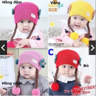 Mũ len tóc giả cho bé