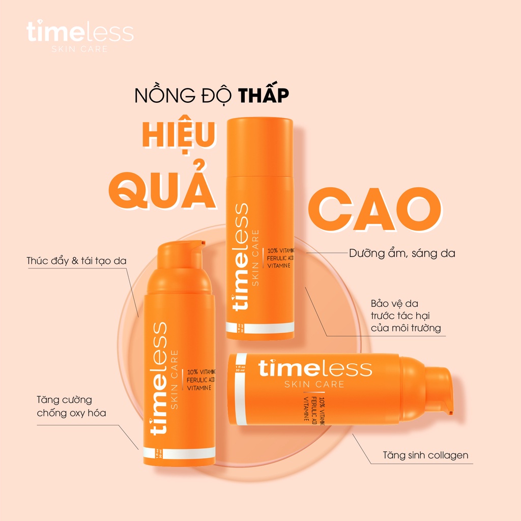 Tinh chất Timeless Skin Care 10% Vitamin C Ferulic Acid Vitamin E Serum 30ml (Tinh Tế Beauty)